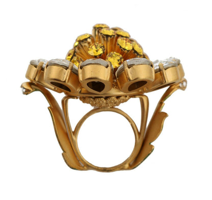 Dolce &amp; Gabbana Crystal Flower Statement Ring Storlek US 7,5