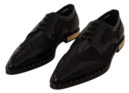 Dolce &amp; Gabbana eleganta guldkantade svarta Oxford-snörar