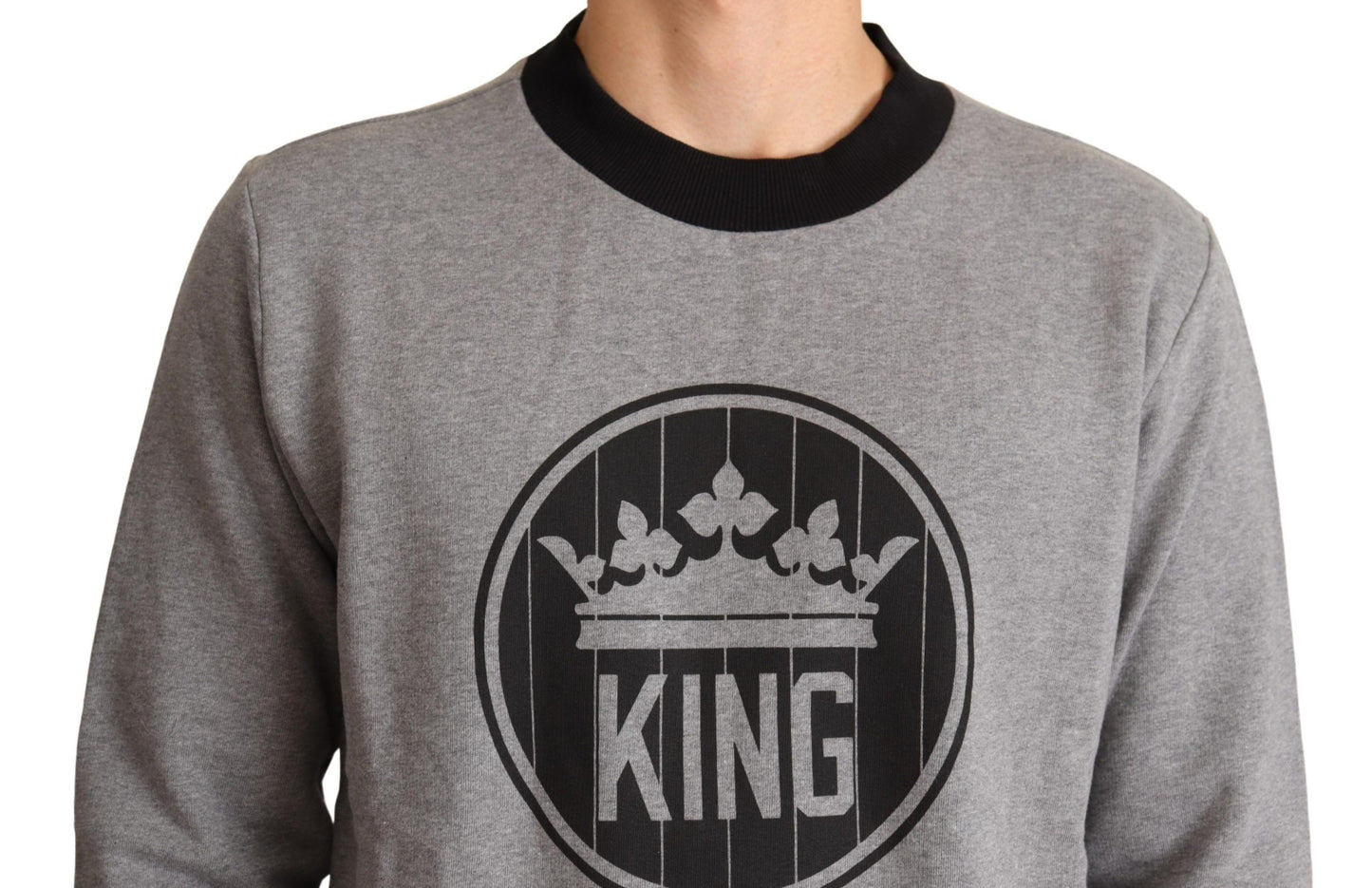 Dolce &amp; Gabbana Elegant Grey Crown Motiv Crewneck tröja