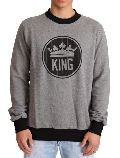 Dolce &amp; Gabbana Elegant Grey Crown Motiv Crewneck tröja