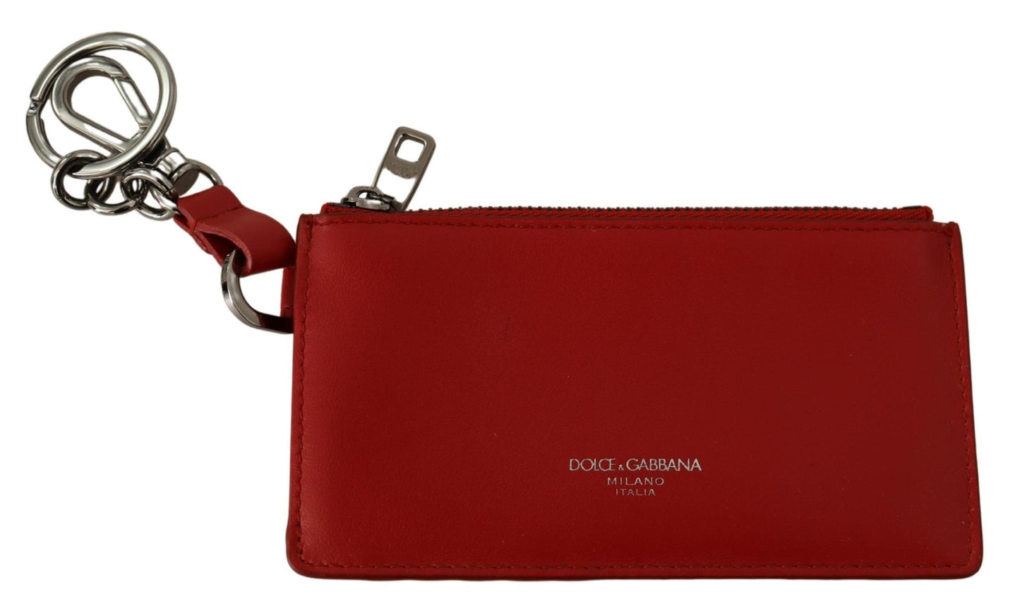 Elegante llavero de cuero de Dolce &amp; Gabbana en rojo vibrante