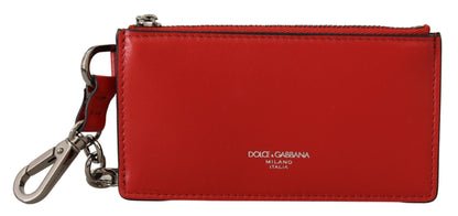 Elegante llavero de cuero de Dolce &amp; Gabbana en rojo vibrante