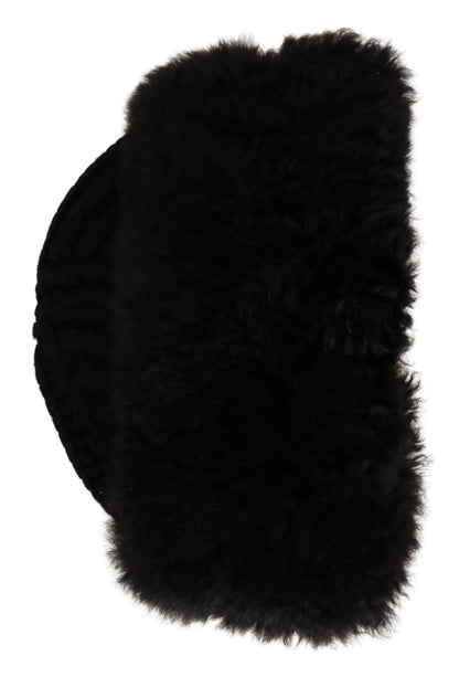 Dolce & Gabbana Elegant Black Cashmere Alpaca Fur Beanie