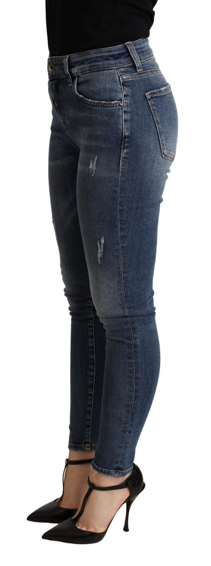 Dolce &amp; Gabbana Elegant Skinny Blue Jeans med mid midja