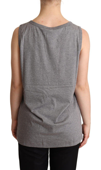 Dolce & Gabbana Elegant Gray Cotton Jersey Sleeveless Tank