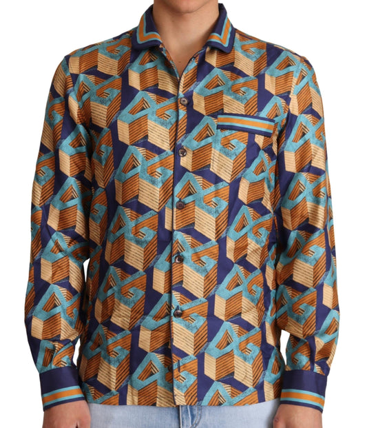 Dolce &amp; Gabbana Elegant Silk Casual Shirt med DG-logotyp