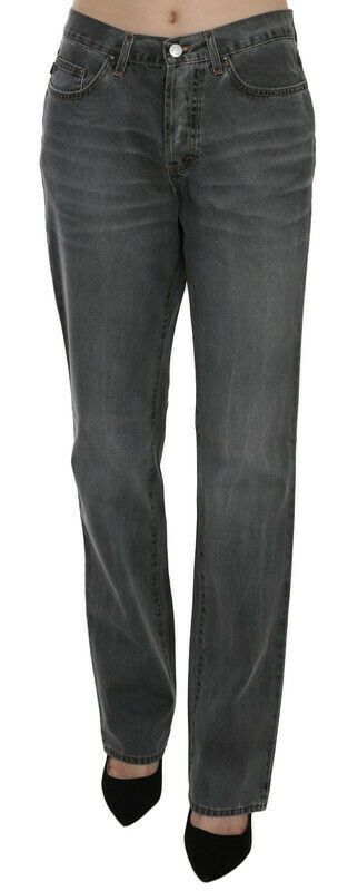 Just Cavalli Chic Grey Mid Waist Straight Leg Jeans