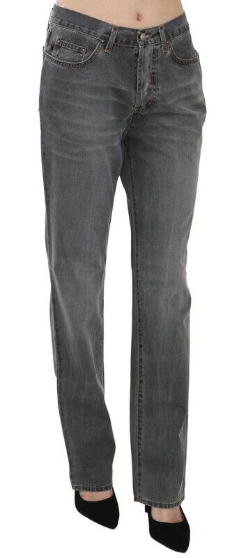 Just Cavalli Chic Grey Mid Waist Straight Leg Jeans