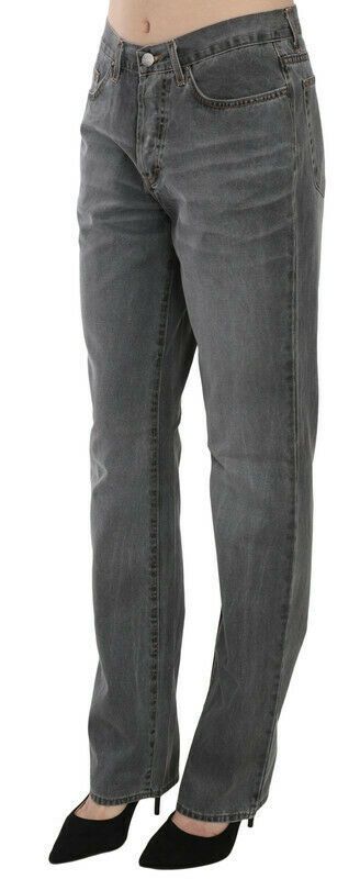 Just Cavalli Chic Grey Mid Waist Straight Leg Jeans