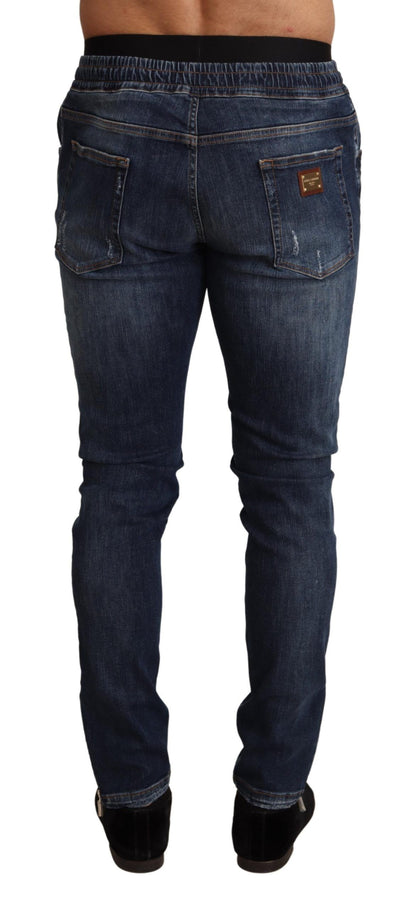 Dolce &amp; Gabbana Elegant Mörkblå Skinny Jeans