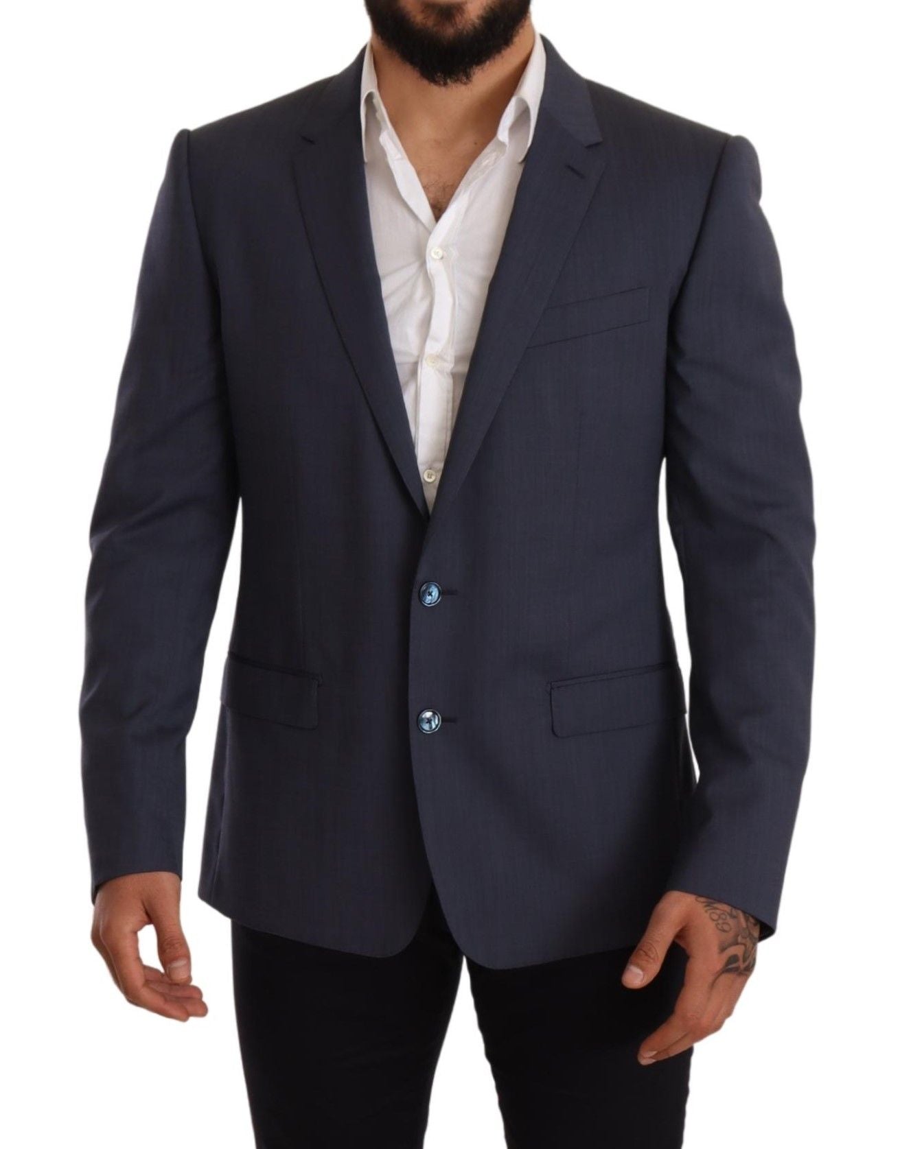 Dolce &amp; Gabbana Elegant Blue Wool Martini Blazer Jacka