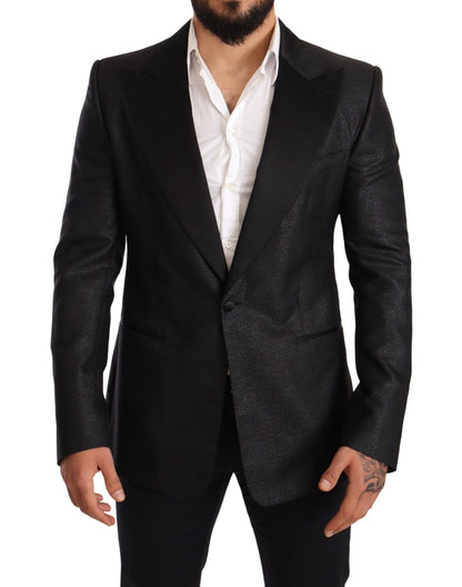 Dolce &amp; Gabbana Elegant Black Metallic Slim Fit Blazer Jacka