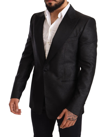 Dolce &amp; Gabbana Elegant Black Metallic Slim Fit Blazer Jacka