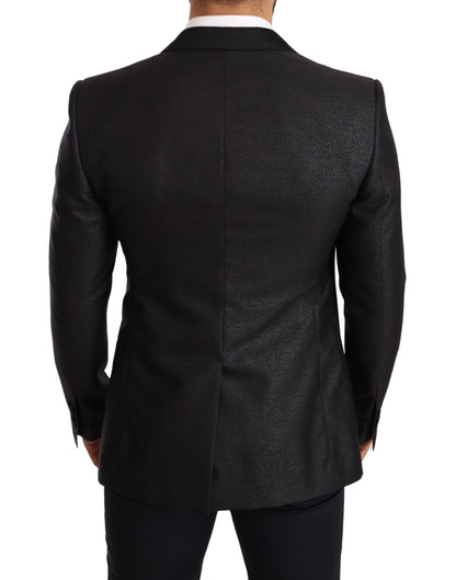 Dolce &amp; Gabbana Elegant Black Metallic Slim Fit Blazer Jacka