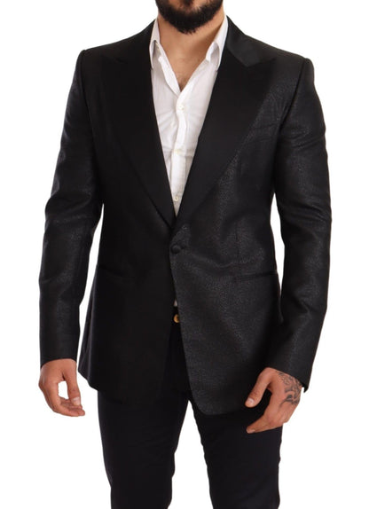 Dolce &amp; Gabbana Elegant Black Metallic Slim Fit Blazer Jacka