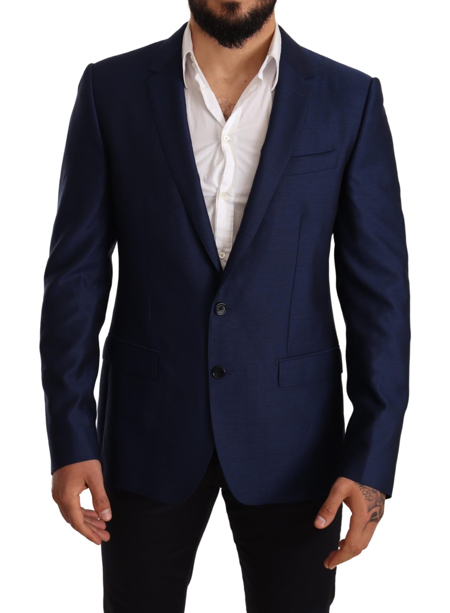 Blazer elegante de lana virgen azul tipo martini de Dolce &amp; Gabbana