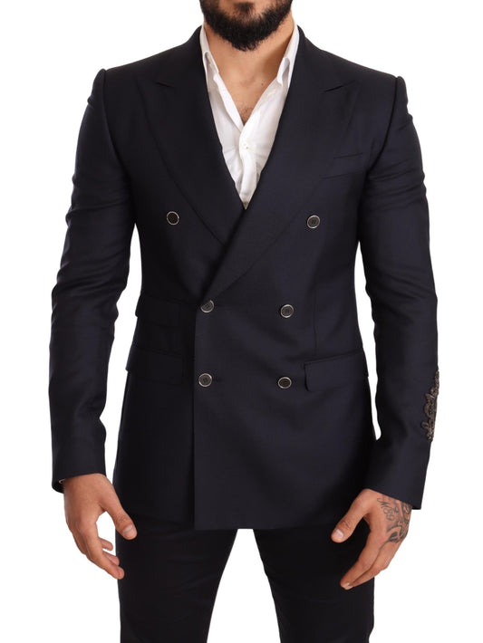 Dolce &amp; Gabbana elegant marinblå kashmir Silk Blend Blazer