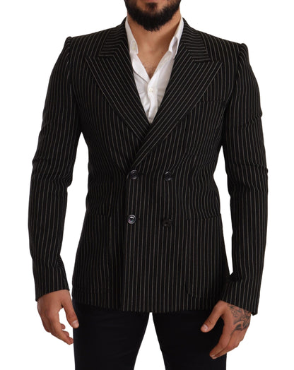 Dolce &amp; Gabbana elegant randig ullblazer med sidenfoder