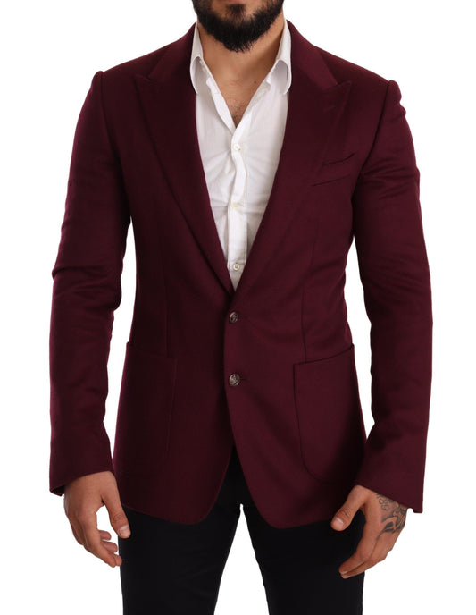 Dolce &amp; Gabbana Elegant Maroon Bordeaux Cashmere Blazer