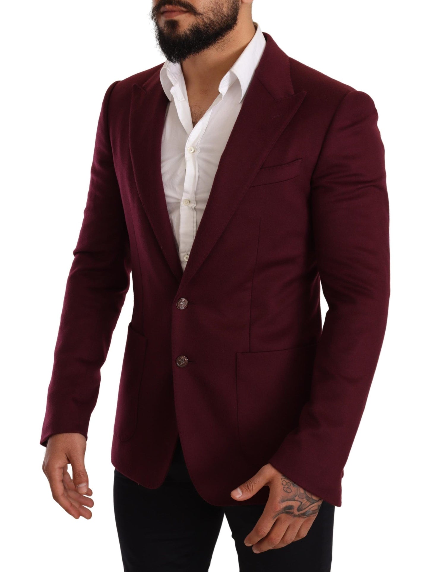 Dolce &amp; Gabbana Elegant Maroon Bordeaux Cashmere Blazer