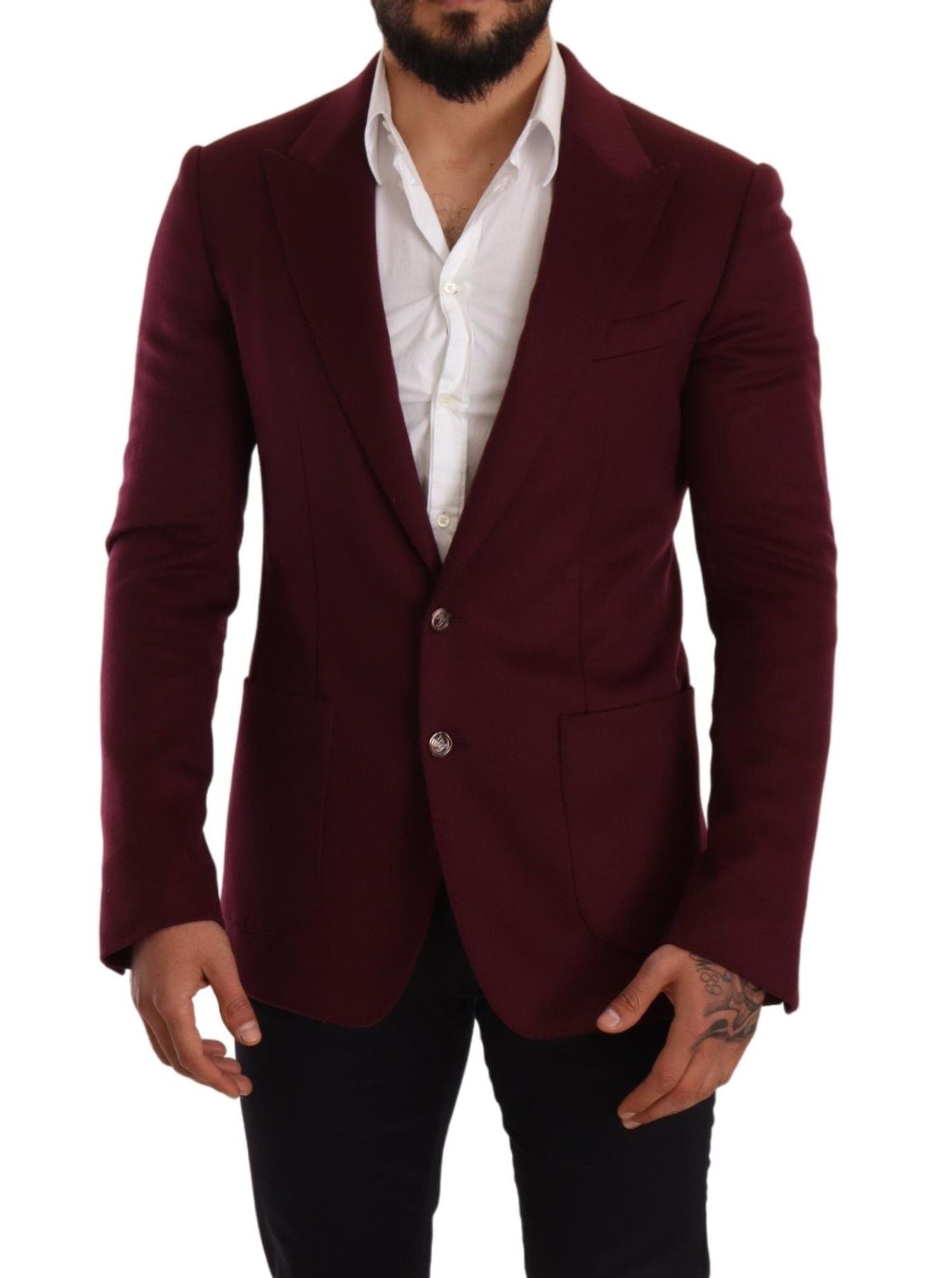 Dolce &amp; Gabbana Elegant Maroon Bordeaux Cashmere Blazer