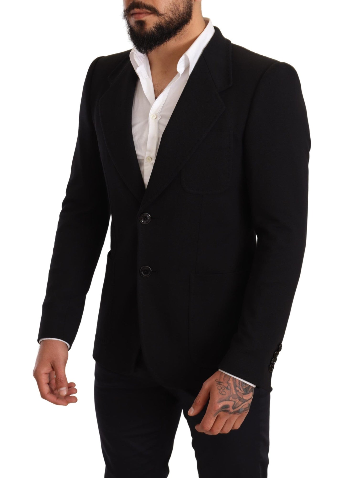 Dolce &amp; Gabbana Elegant Slim Fit Black Cotton Blazer