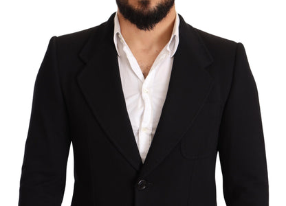 Dolce &amp; Gabbana Elegant Slim Fit Black Cotton Blazer