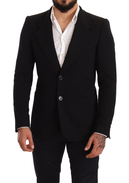 Dolce &amp; Gabbana Elegant Slim Fit Black Cotton Blazer