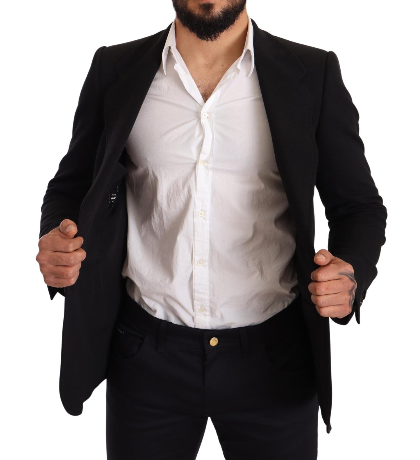 Dolce &amp; Gabbana Elegant Slim Fit Black Cotton Blazer