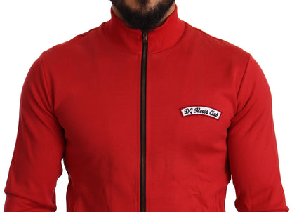 Dolce & Gabbana Elegant Red Full Zip Sweater with DG Motor Club Motif