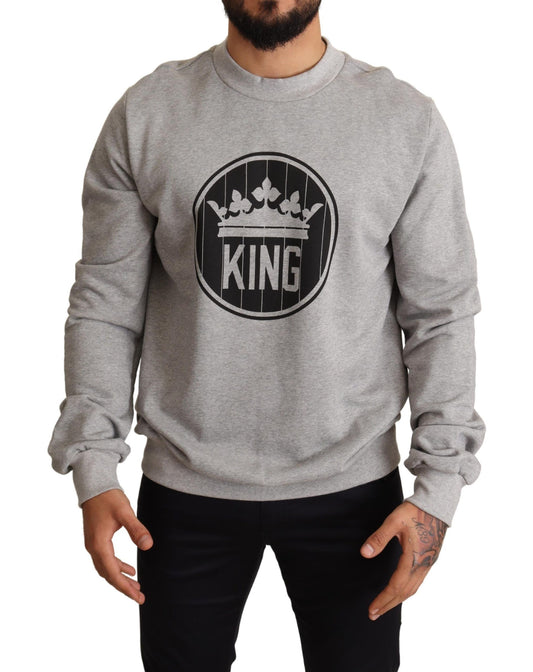 Dolce &amp; Gabbana Regal Crown Cotton Sweater - Sofistikerad grå