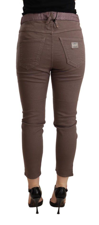 CYCLE Chic Brown Skinny Mid Waist Cropped Byxor