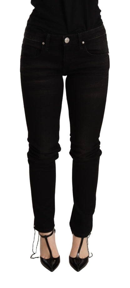 Acht Elegant Slim Fit Denim Negro