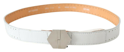 GF Ferre Elegant White Leather Fashion Belt