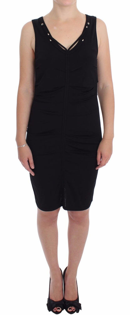 Roccobarocco Elegant Black Sheath Jersey Knälång Klänning