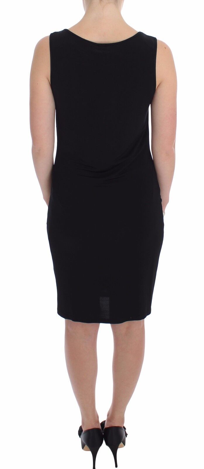 Roccobarocco Elegant Black Sheath Jersey Knälång Klänning