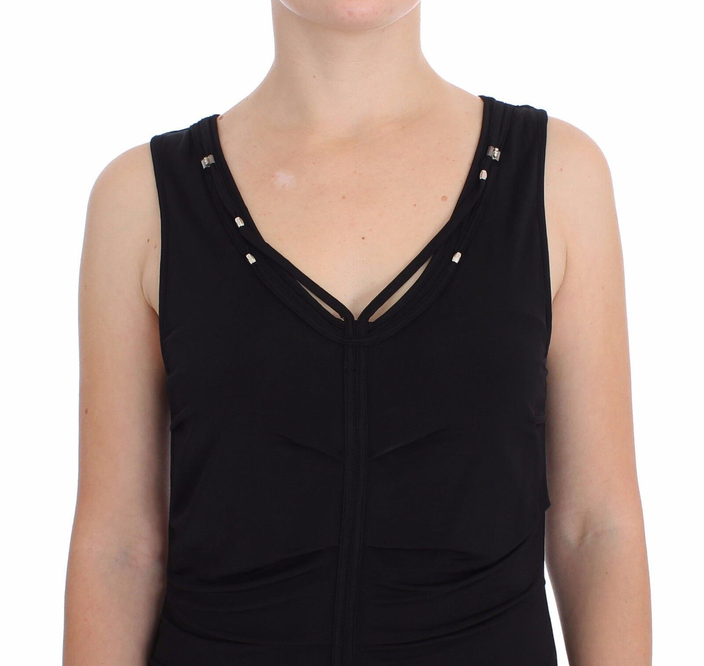 Roccobarocco Elegant Black Sheath Jersey Knälång Klänning