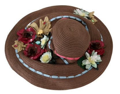 Dolce &amp; Gabbana Elegant Floppy Blommig hatt med bred brätte