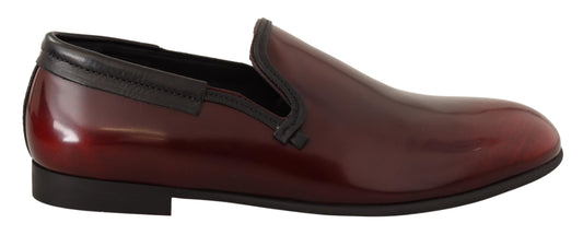 Dolce &amp; Gabbana Elegant Bordeaux Läder Loafers