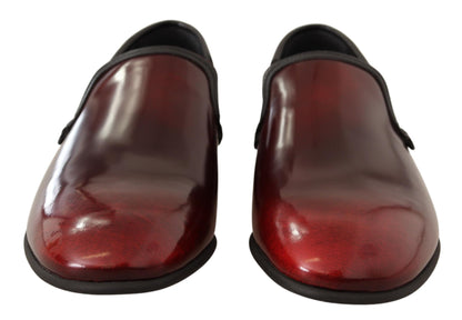 Dolce &amp; Gabbana Elegant Bordeaux Läder Loafers