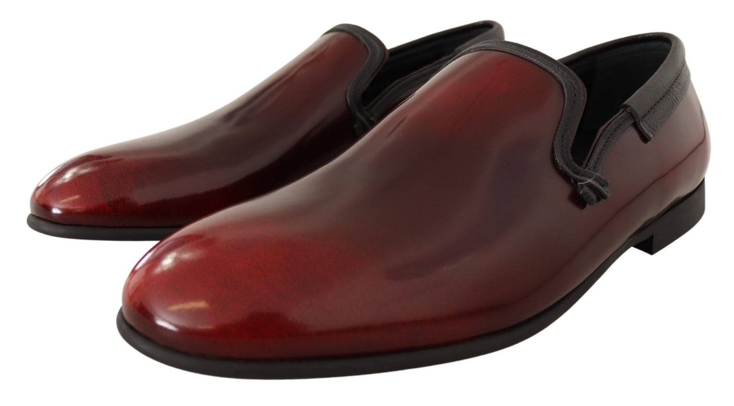 Dolce &amp; Gabbana Elegant Bordeaux Läder Loafers