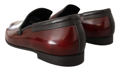 Dolce &amp; Gabbana Elegant Bordeaux Läder Loafers