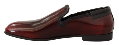 Dolce &amp; Gabbana Elegant Bordeaux Läder Loafers