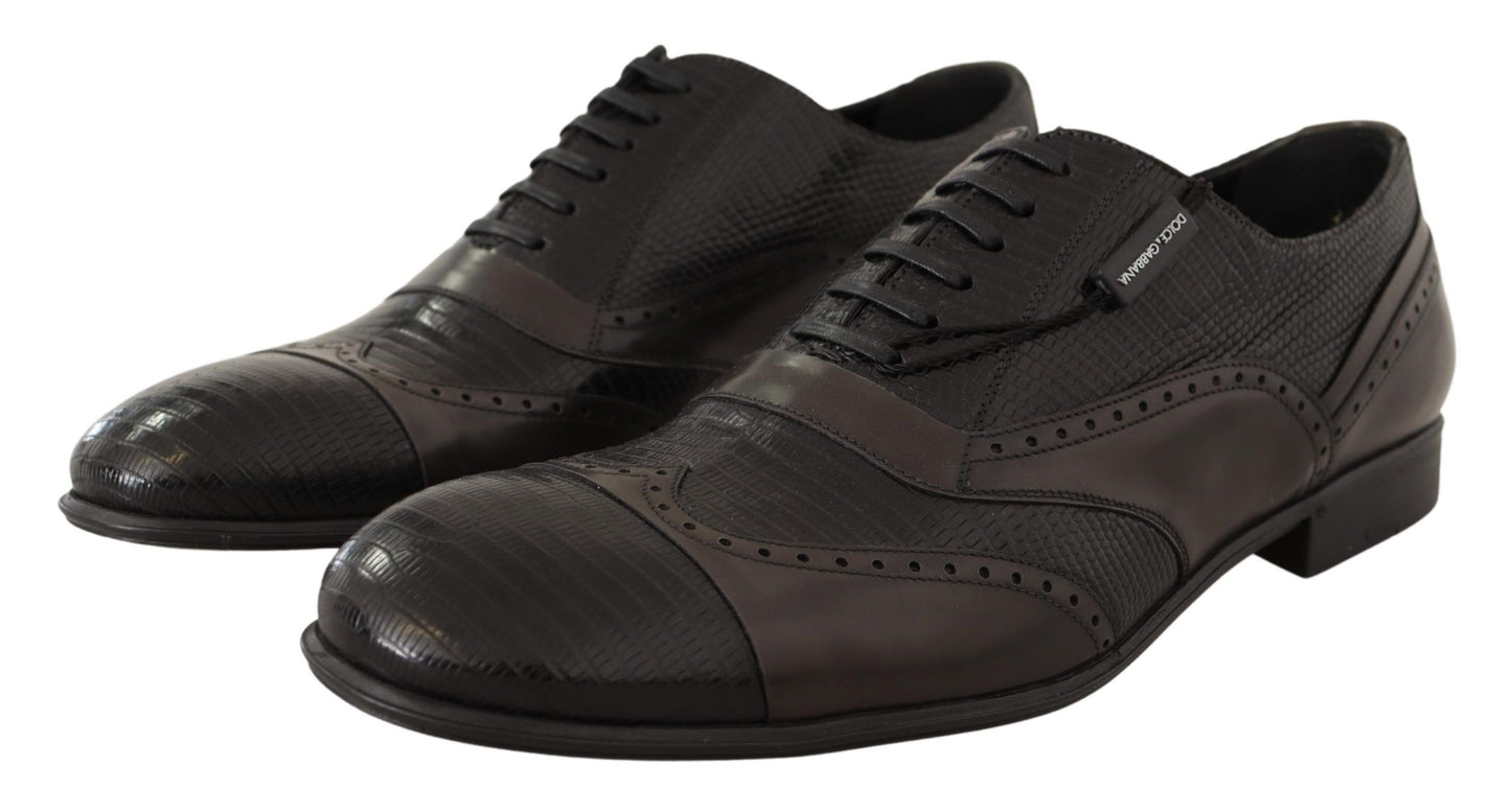 Dolce &amp; Gabbana Elegant Oxford Skor i läder i brun ödla