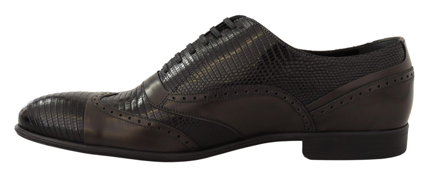 Dolce &amp; Gabbana Elegant Oxford Skor i läder i brun ödla