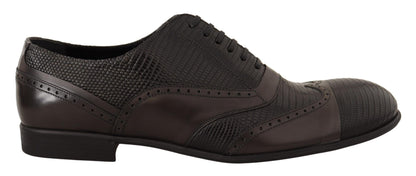 Dolce &amp; Gabbana Elegant Oxford Skor i läder i brun ödla