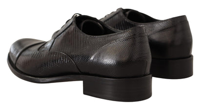 Dolce &amp; Gabbana Elegant Black Lizard Skin Derby Skor