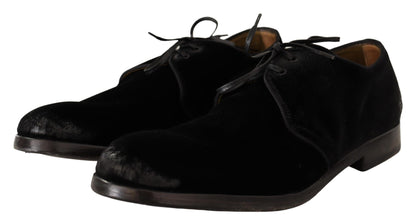 Dolce &amp; Gabbana Elegant Black Velvet Derby Shoes