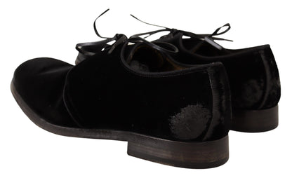 Dolce &amp; Gabbana Elegant Black Velvet Derby Shoes