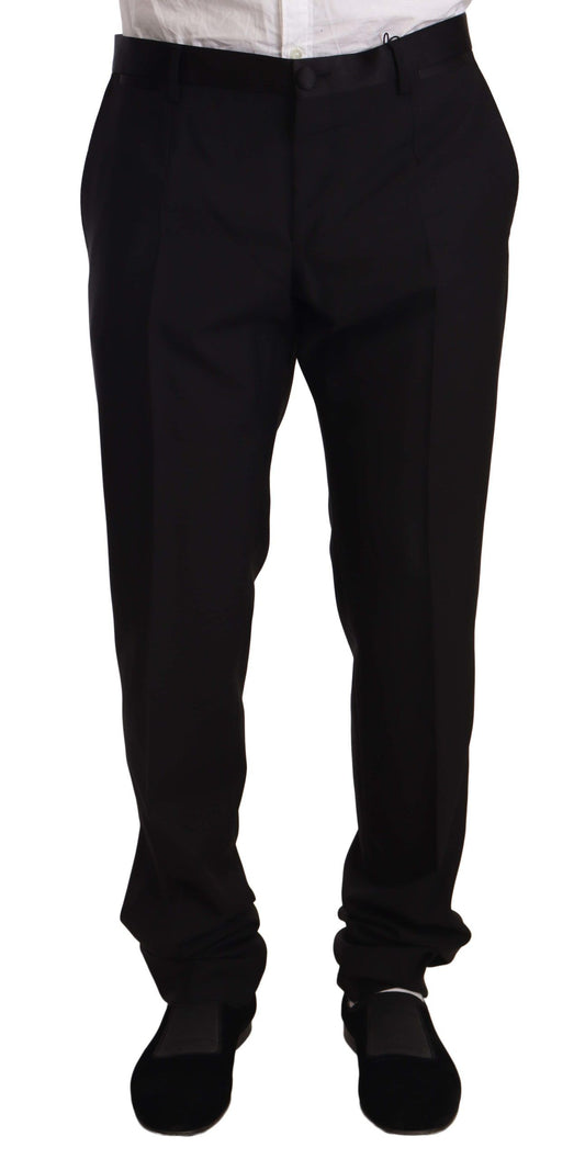 Dolce &amp; Gabbana Elegant Black Skinny Tuxedo Byxa